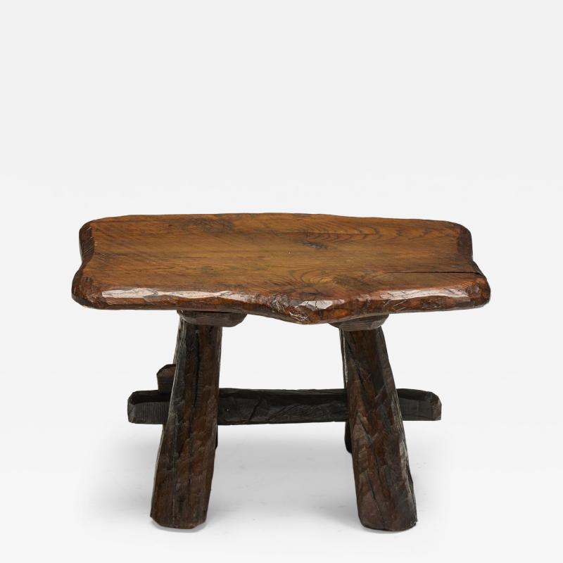 Rustic Hand Carved Side Table France 19th Century