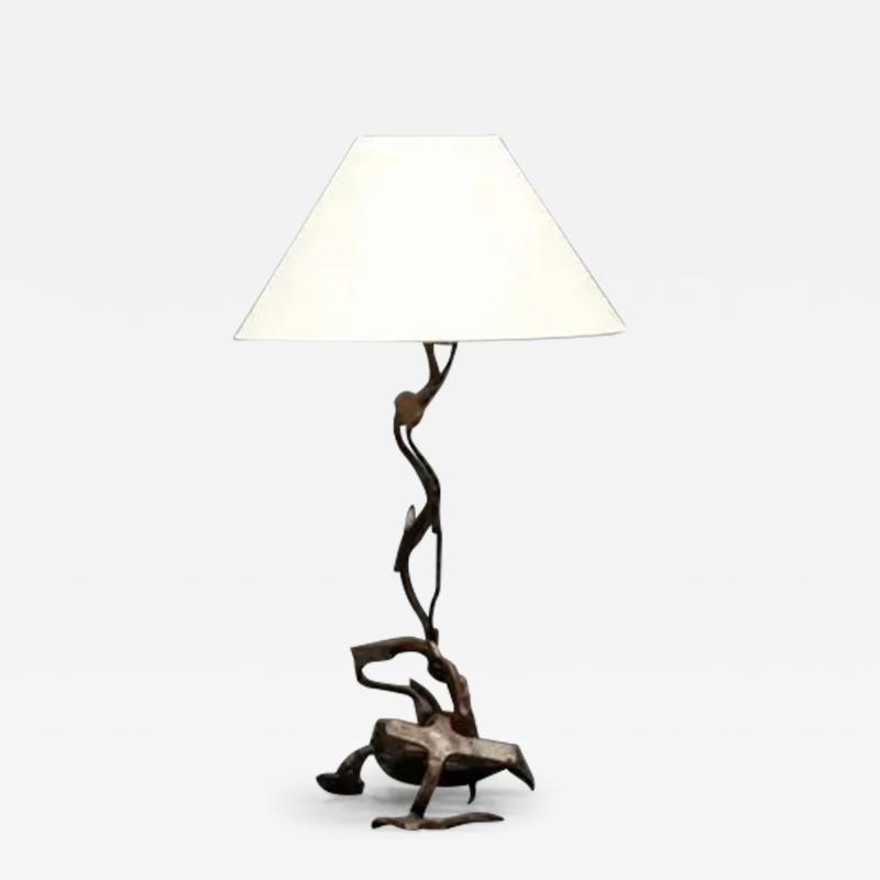 Rustic Iron Table Lamp France 1980s