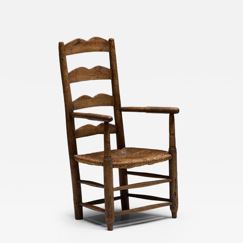 Rustic Ladder Back Armchair France Early 20th Century