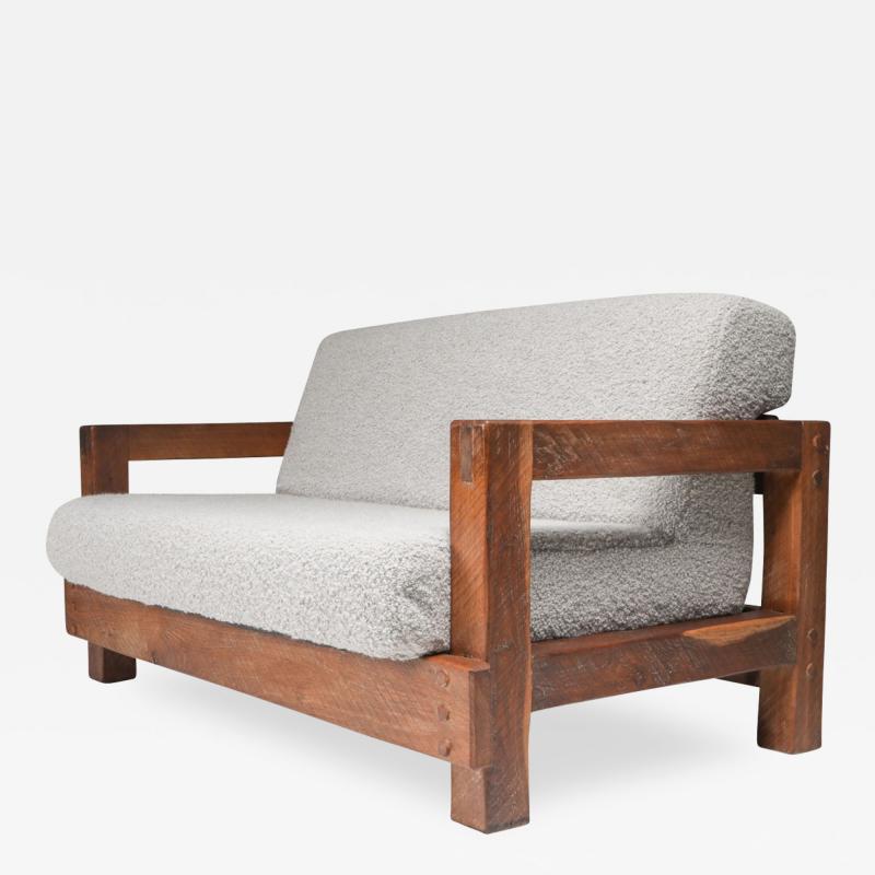 Rustic Modern Primitive Sofa in Boucl 1960s