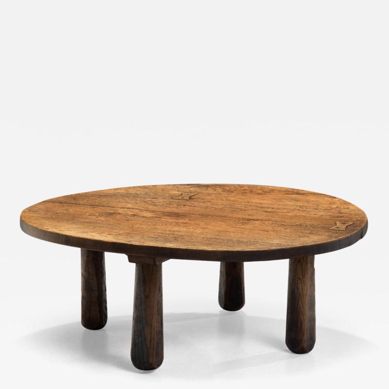 Rustic Oak Coffee Table Europe 1950s