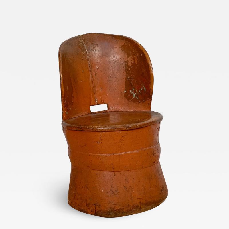 Rustic Painted Dug Out Chair Denmark Circa 19th Century
