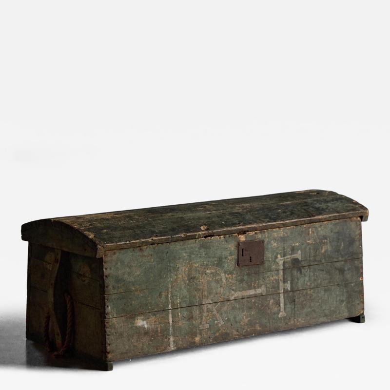 Rustic Painted Pine Storage Chest France Early 20th Century