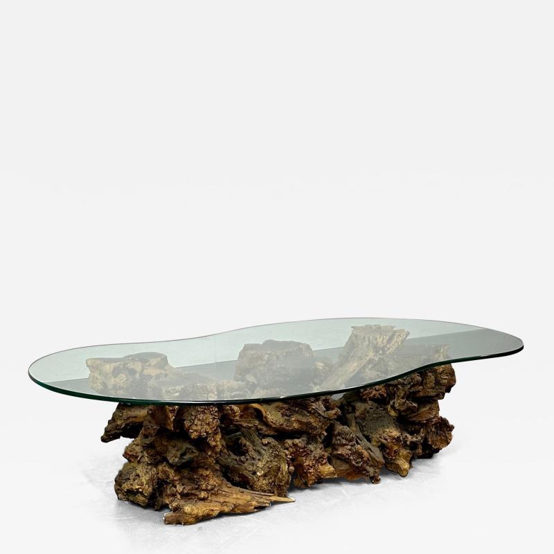 Rustic Rosewood Natural Coffee Cocktail Table Organic Form Mid Century Modern