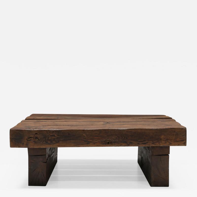 Rustic Solid Wood Craftsman Coffee Table 1950s