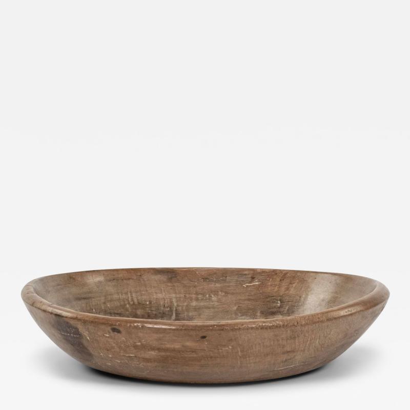 Rustic Swedish Turned Wooden Bowl in Waxed Finish