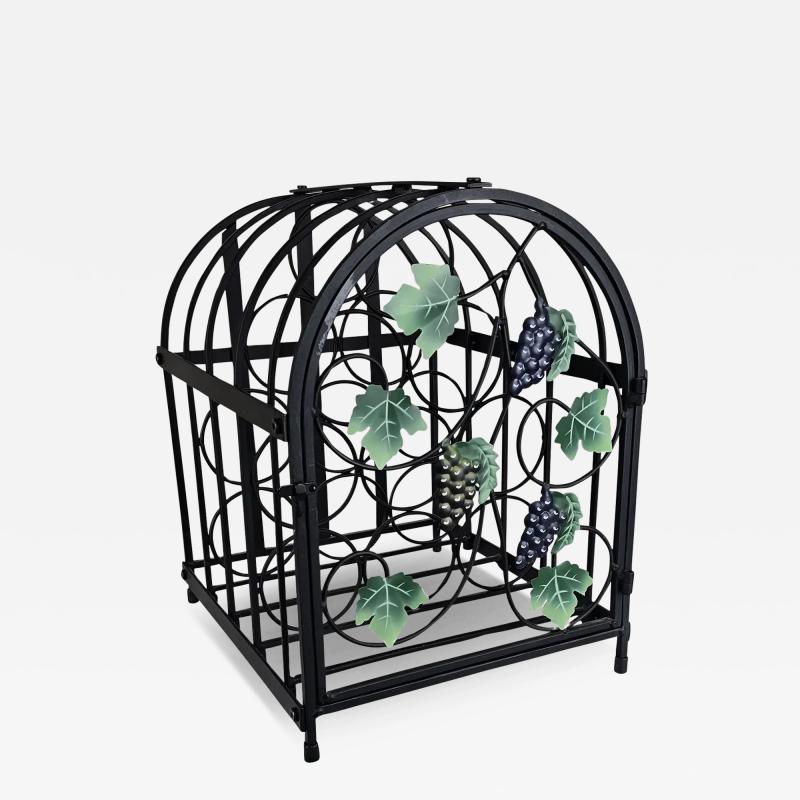 Rustic Vintage Black Metal Ivy Wine Table Display Rack