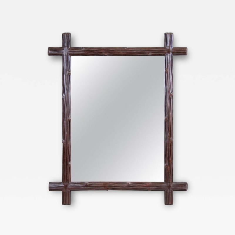 Rustic Wooden Black Forest Wall Mirror Austria circa 1900