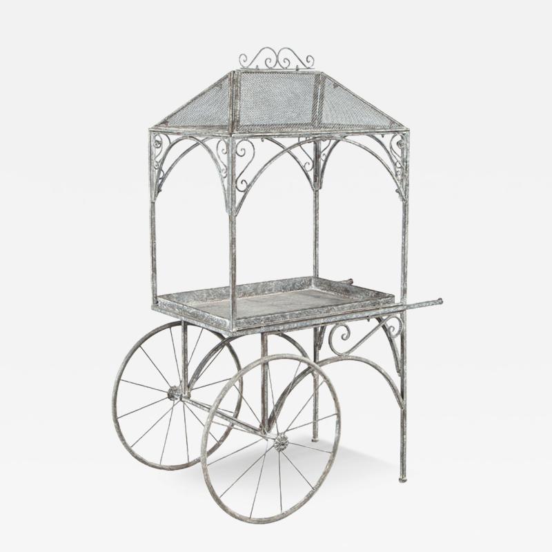 Rustic Wrought Iron Garden Trolley Cart