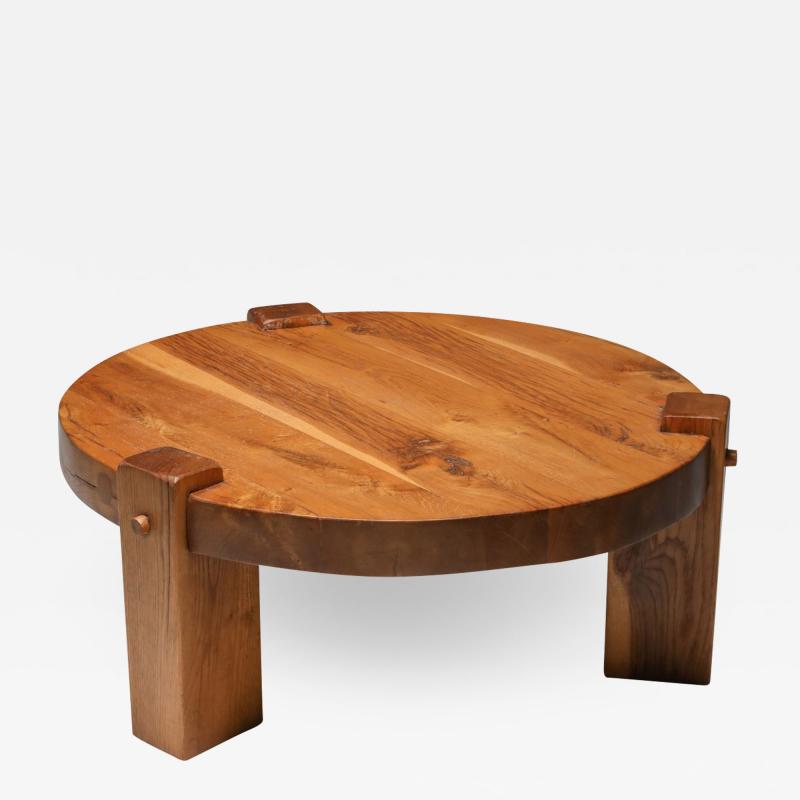 Rustic modern coffee table in solid oak 1960s