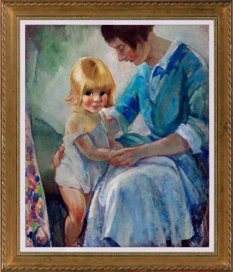 Ruth Mary Hallock - Mother and Child in Tender Moment - Female ...