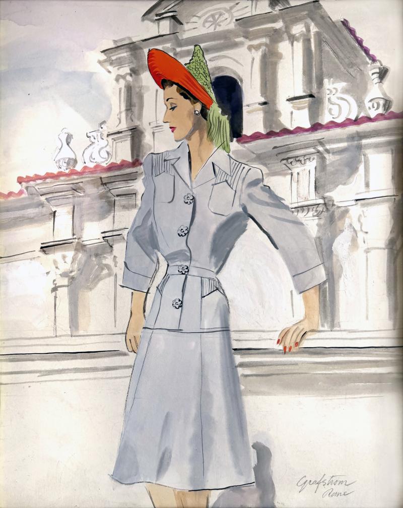 Ruth Sigrid Grafstrom Fashion Model Illustration Perhaps for Vogue Magazine