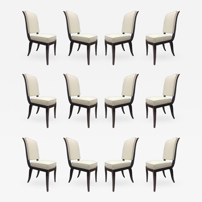 Rynck Maurice Maurice Rynck Rare Set of 12 Dining Chairs Newly Covered in Ecru Canvas