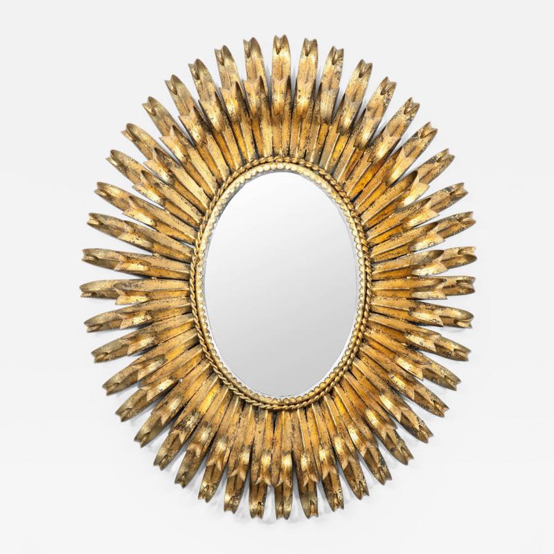 S Salvadori Italian Gilt Metal Oval Mirror Attributed To S Salvadori