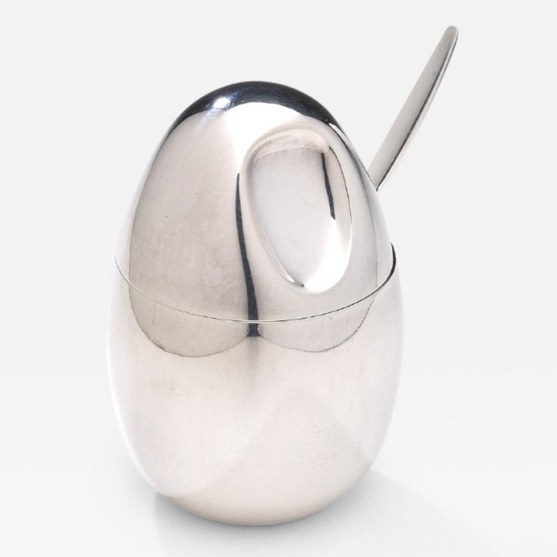 S ren Georg Jensen Georg Jensen Mustard Pot No 965 and Spoon by Soren Georg Jensen