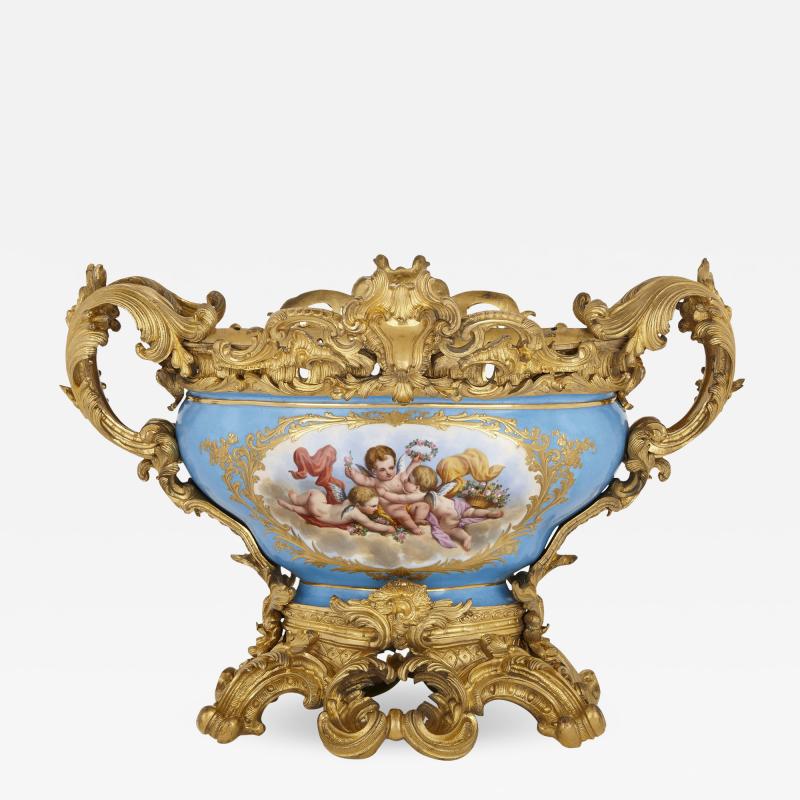 S vres style porcelain and gilt bronze centrepiece bowl