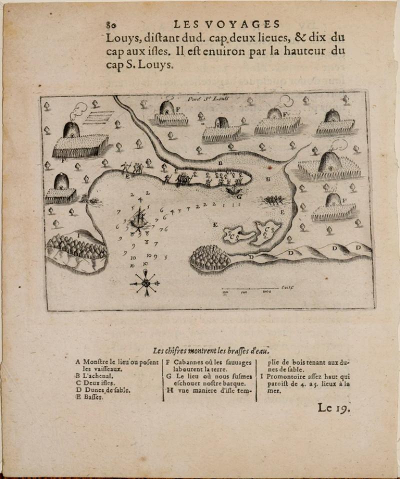 SAMUEL DE CHAMPLAIN MAP OF PORT ST LOUIS FROM LES VOYAGES DU SIEUR DE CHAMPLAIN XAINTONGEOIS