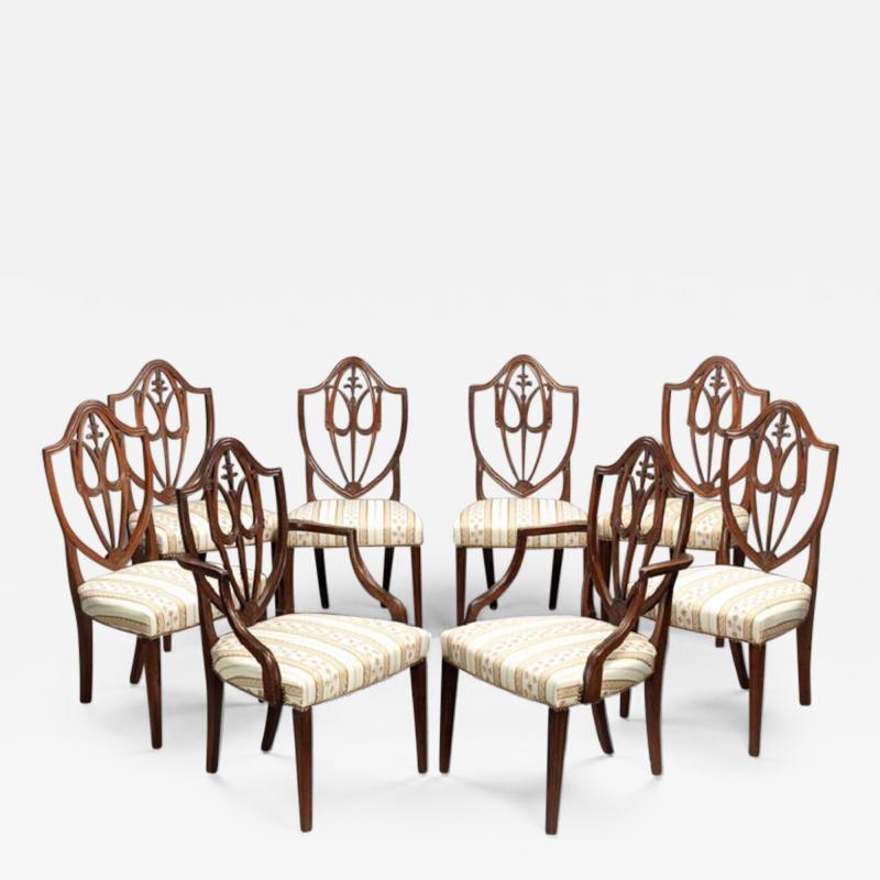 SET OF EIGHT FEDERAL SHIELD BACK DINING CHAIRS