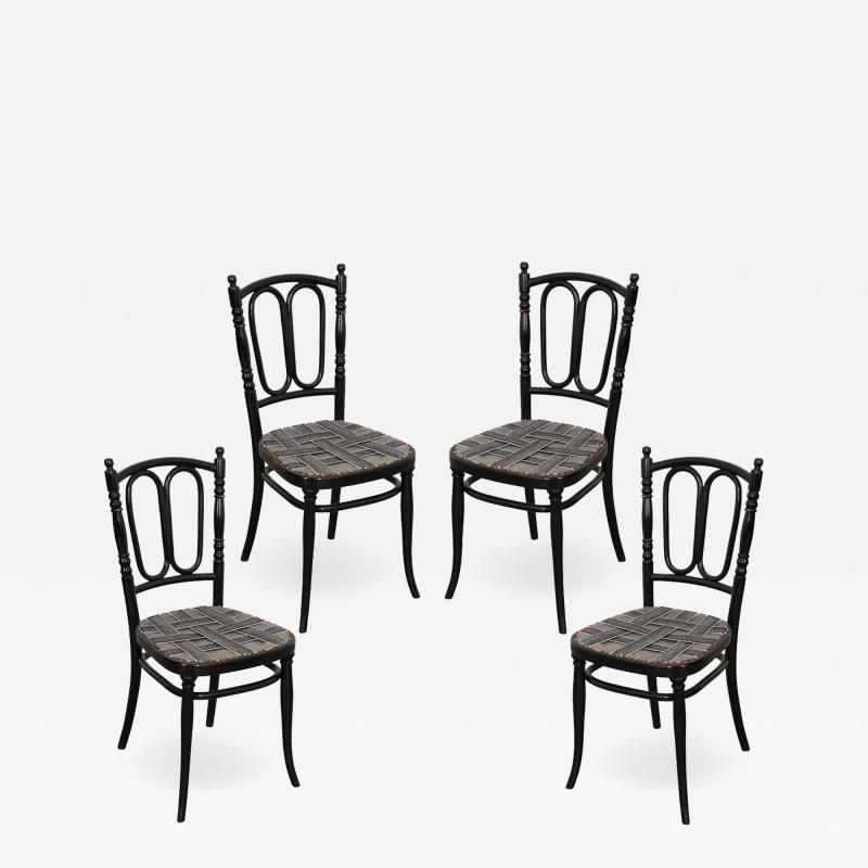 SET OF FOUR EBONY THONET BENTWOOD SIDE CHAIRS