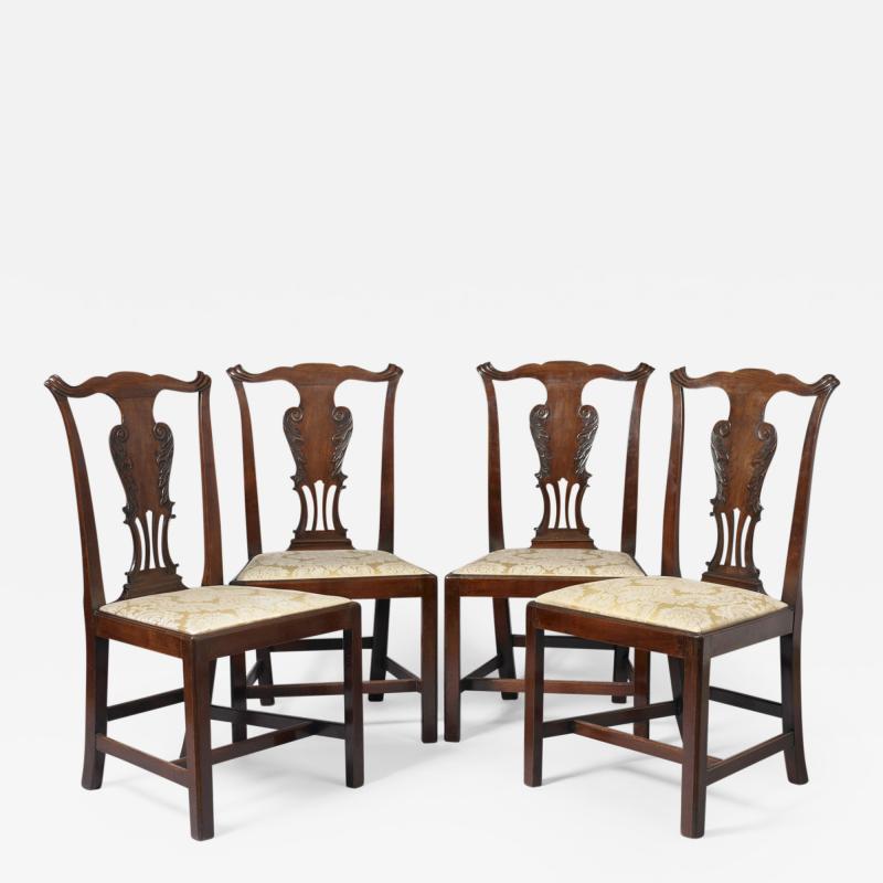 SET OF FOUR GEORGE III CARVED SIDE CHAIRS