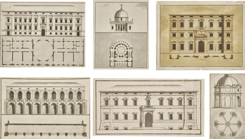 SET OF SIX 18TH CENTURY ITALIAN ARCHITECTURAL DRAWINGS