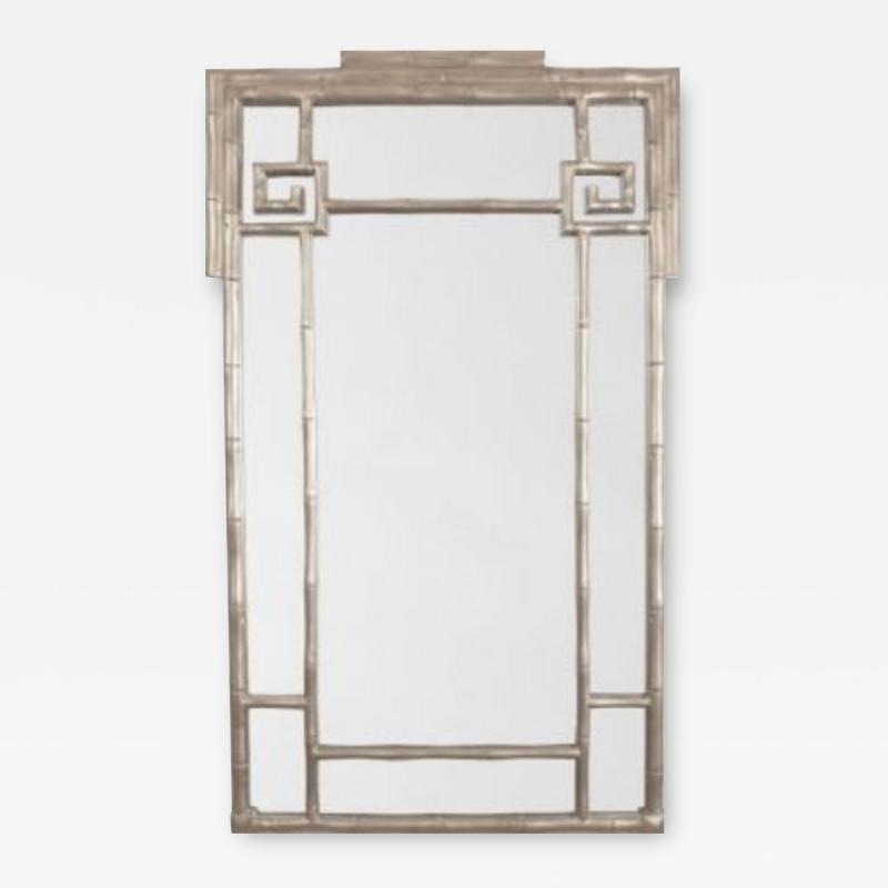 SILVER FINISH FAUX BAMBOO WALL MIRROR