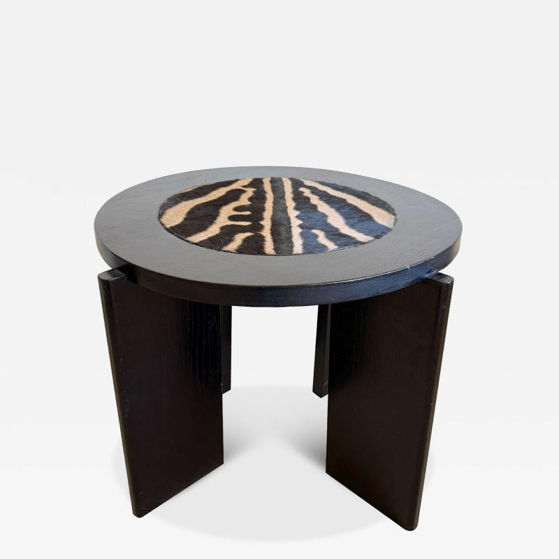 SMALL ROUND EBONIZED WOOD TABLE