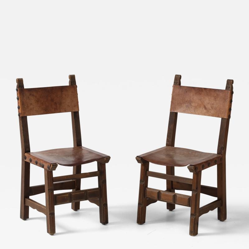 SPANISH LEATHER DINING CHAIRS Set of 2