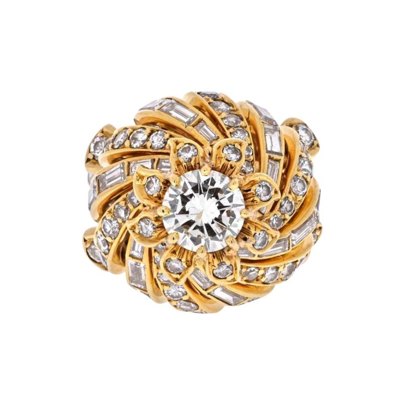 STERLE 18K YELLOW GOLD 1 00CT FLUTED DIAMOND RING