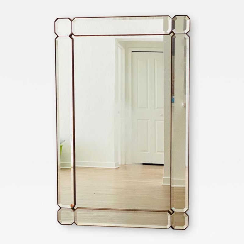 STUNNING MODERN FACETED AND BEVELED GEMSTONE CUT MIRROR