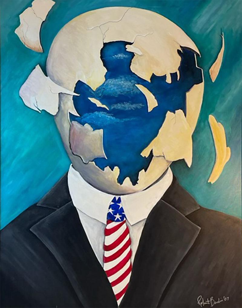 SURREALIST SHATTERED EGG HEAD PATRIOTIC PORTRAIT