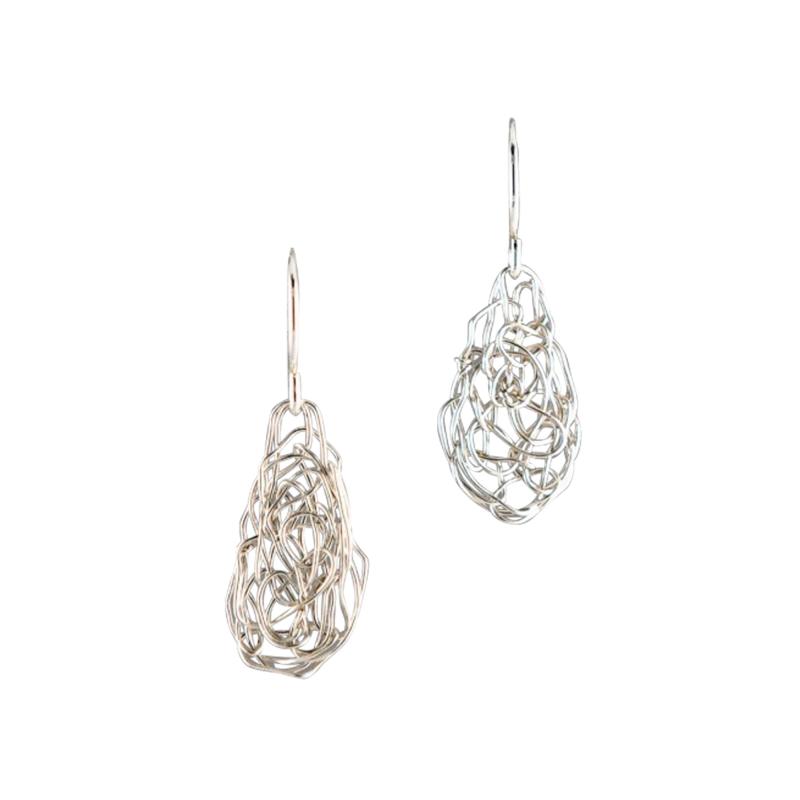 SUSAN FREDA Extra small spun teardrop earrings in silver