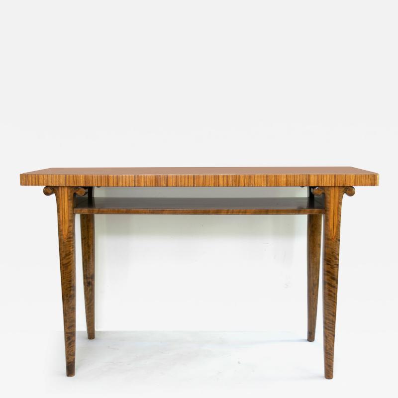 SWEDISH ART DECO ROSEWOOD SANTOS CONSOLE TABLE WITH LACQUERED TOP 