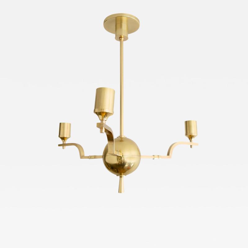 SWEDISH GRACE BRASS GLOBE CHANDELIER WITH 3 ARMS