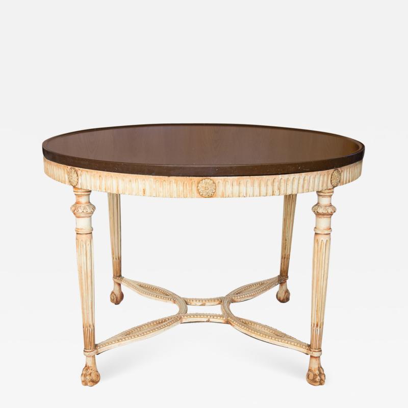 SWEDISH GUSTAVIAN STYLE CENTER TABLE WITH LIMESTONE TOP