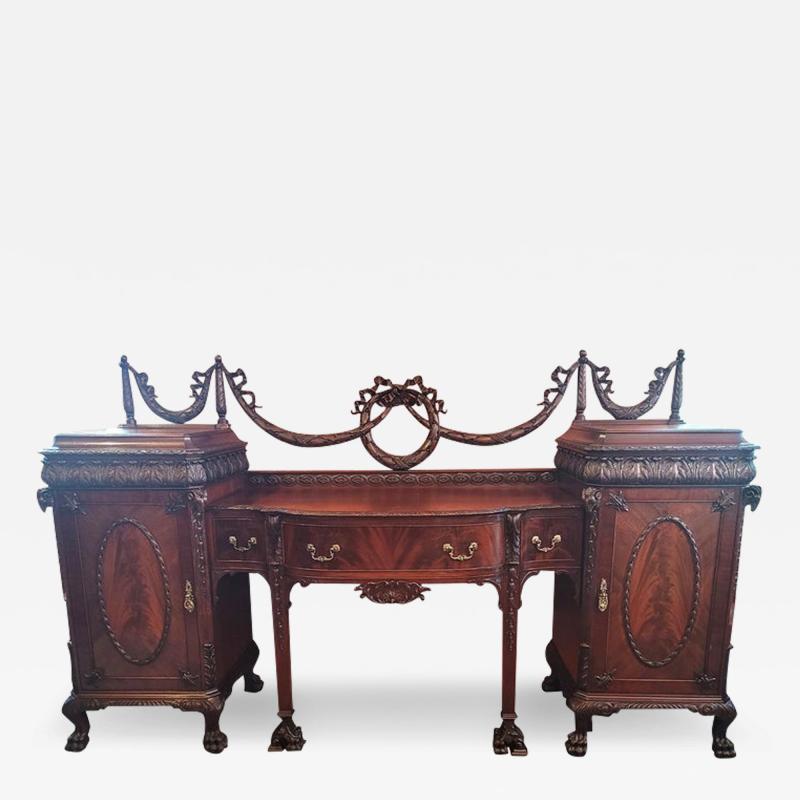 Salamon Hille Early 20C Exceptional Chippendale Irish Georgian Style Sideboard by S Hille