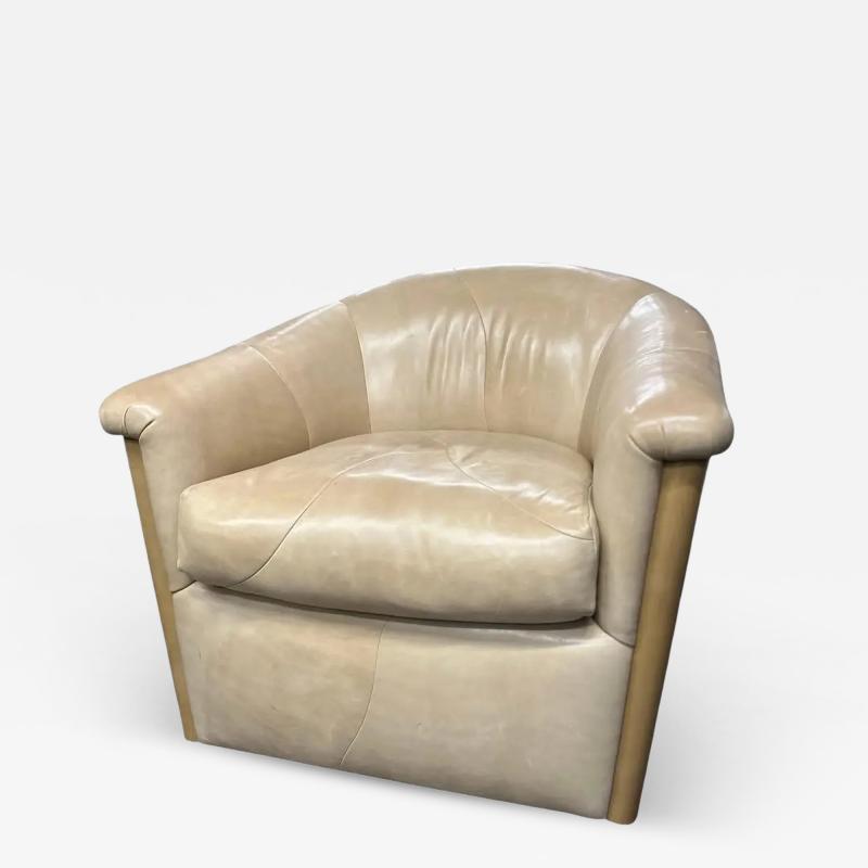 Sally Sirkin Lewis Art Deco J Robert Scott Beige Leather Club Chair