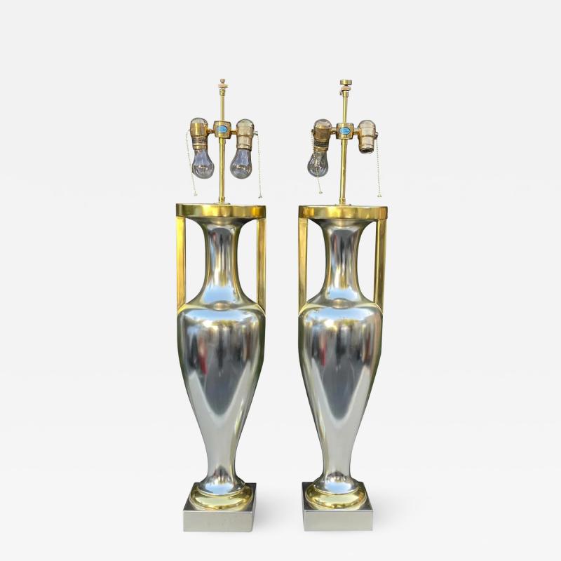 Sally Sirkin Lewis Art Deco Style J Robert Scott Urn Form Giltwood Table Lamps a Pair