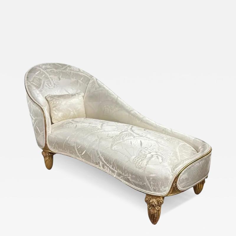 Sally Sirkin Lewis Jacques Emile Ruhlmann Style J Robert Scott White Sating Giltwood Chaise