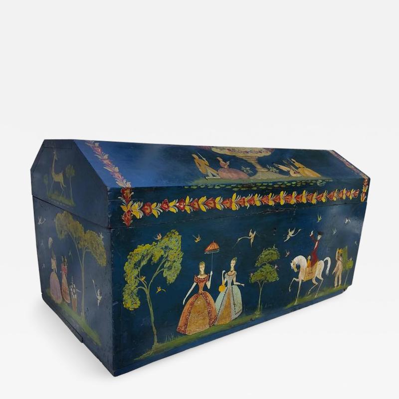 Salvador Corona Rare Salvador Corona Painted Blanket Chest Mexico circa 1940