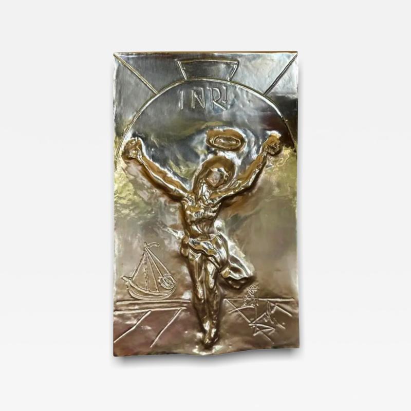 Salvador Dal Salvador Dali Christ of Saint John of the Cross Relief Gold on Bronze Plaque