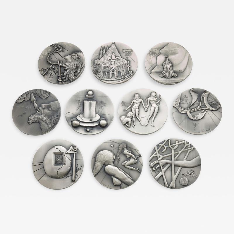 Salvador Dal The Ten Commandments silver medal set by Salvador Dal 