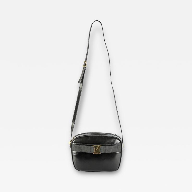 Salvatore Ferragamo Vintage Italian Salvatore Ferragamo Black Leather Crossbody Bag