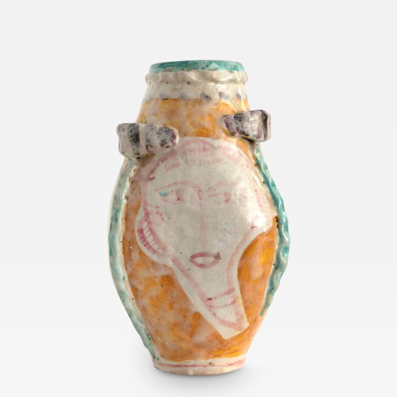 Salvatore Procida SALVATORE PROCIDA CERAMIC VASE WITH FACES FOR VIETRI ITALY MID CENTURY MODERN