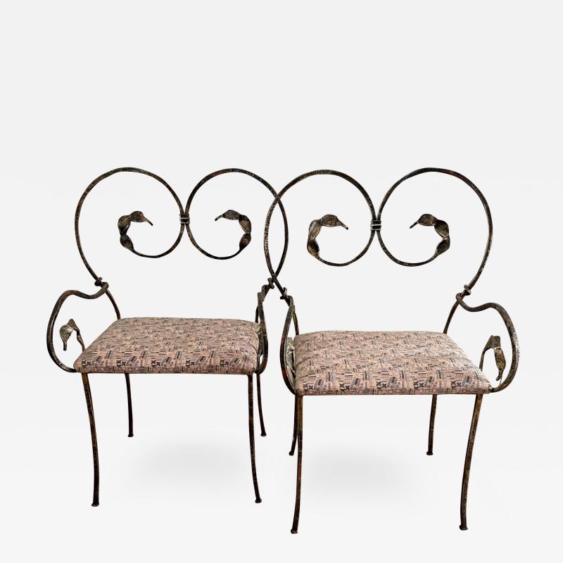 Salvino Marsura Pair of Wrought Iron Chairs by Marsura
