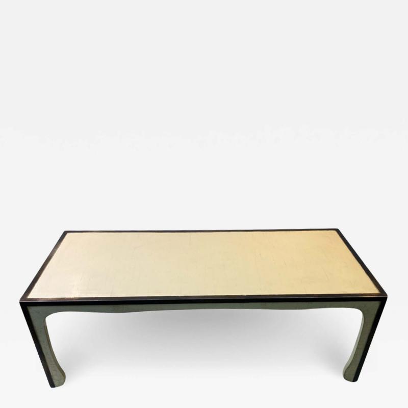 Samuel Marx MODERNIST PARCHMENT NICKELED BRONZE COFFEE TABLE IN THE MANNER OF SAMUEL MARX