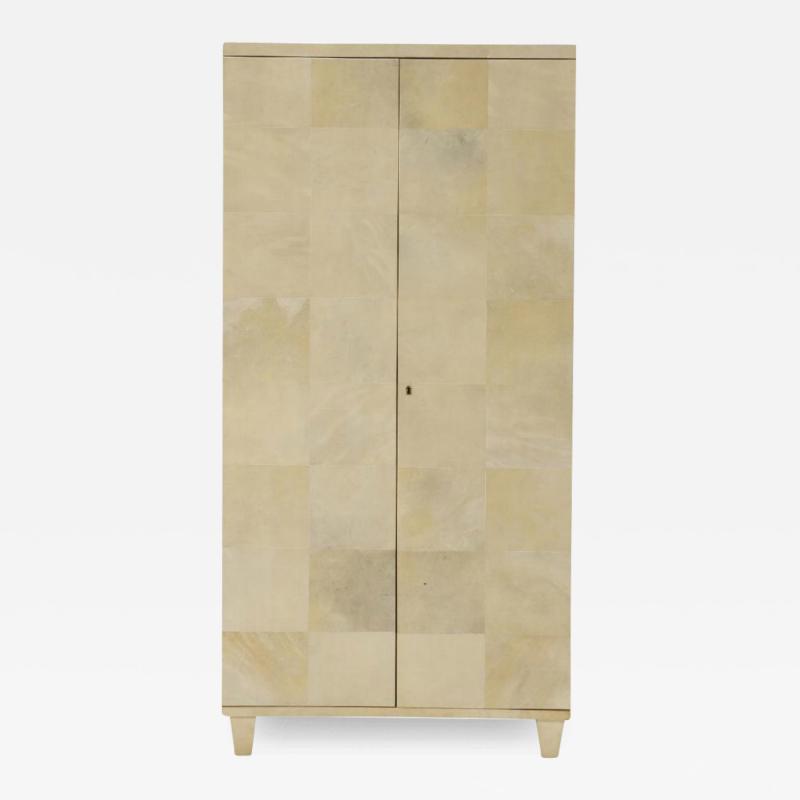 Samuel Marx Parchment covered two door cabinet C 1940 in the manner of Samuel Marx 