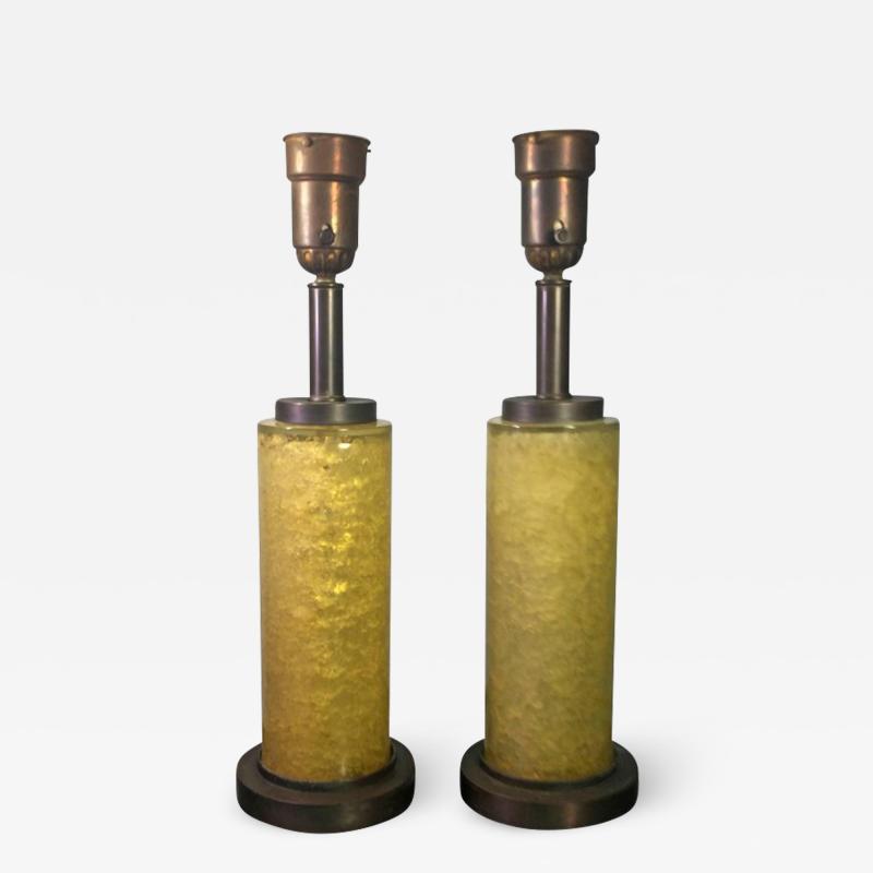 Samuel Marx RARE 1940S MODERNIST FRACTURED RESIN LAMPS