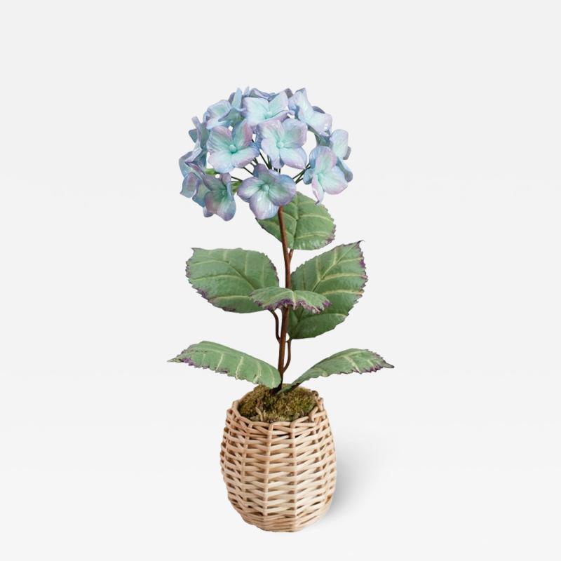 Samuel Mazy Samuel Mazy Glazed Porcelain Purple and Blue Hydrangea Flower Sculpture