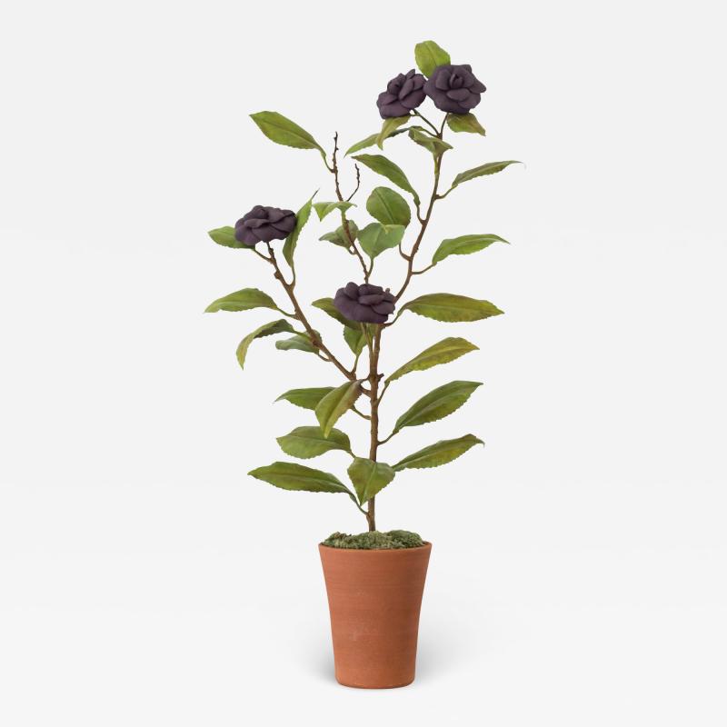 Samuel Mazy Samuel Mazy Purple Porcelain Camelia Tree Sculpture